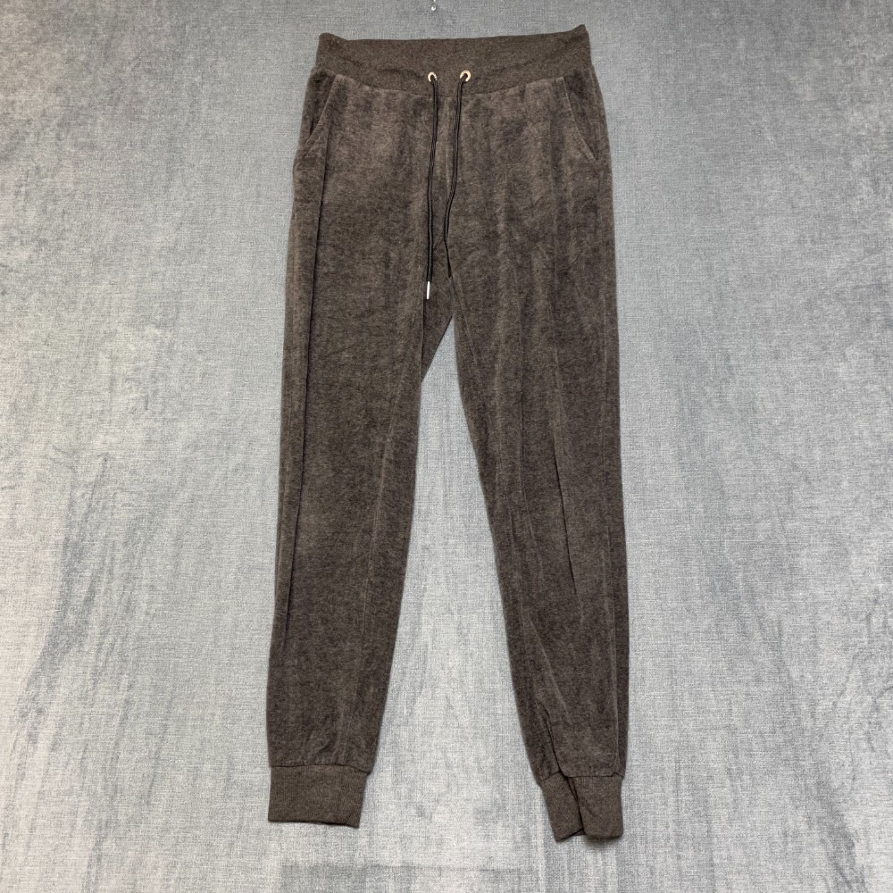 Bebe Rhinestone Velour Joggers Pants Women XS Gray Drawstring Tapered Leg Sports